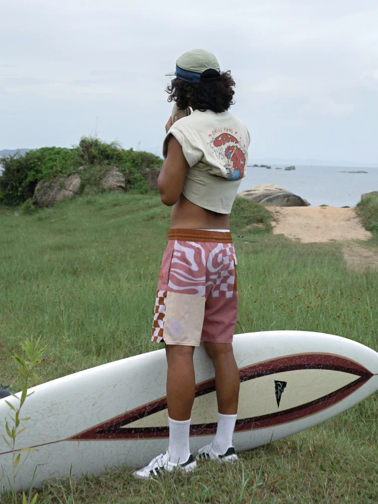 CHILLHANG Retro Wave Plaid Board Shorts - Men's - Image 2