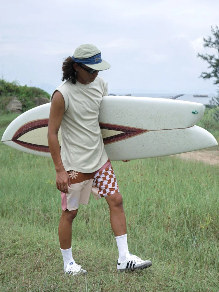 CHILLHANG Retro Wave Plaid Board Shorts - Men's - Image 3