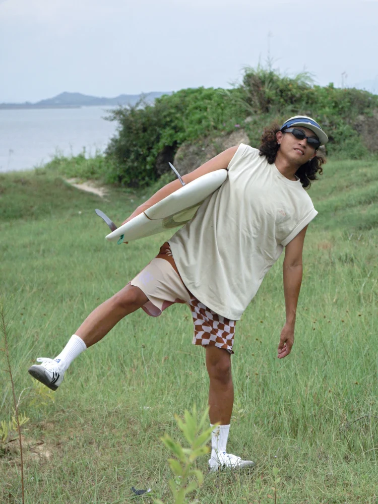 CHILLHANG Retro Wave Plaid Board Shorts - Men's - Image 4