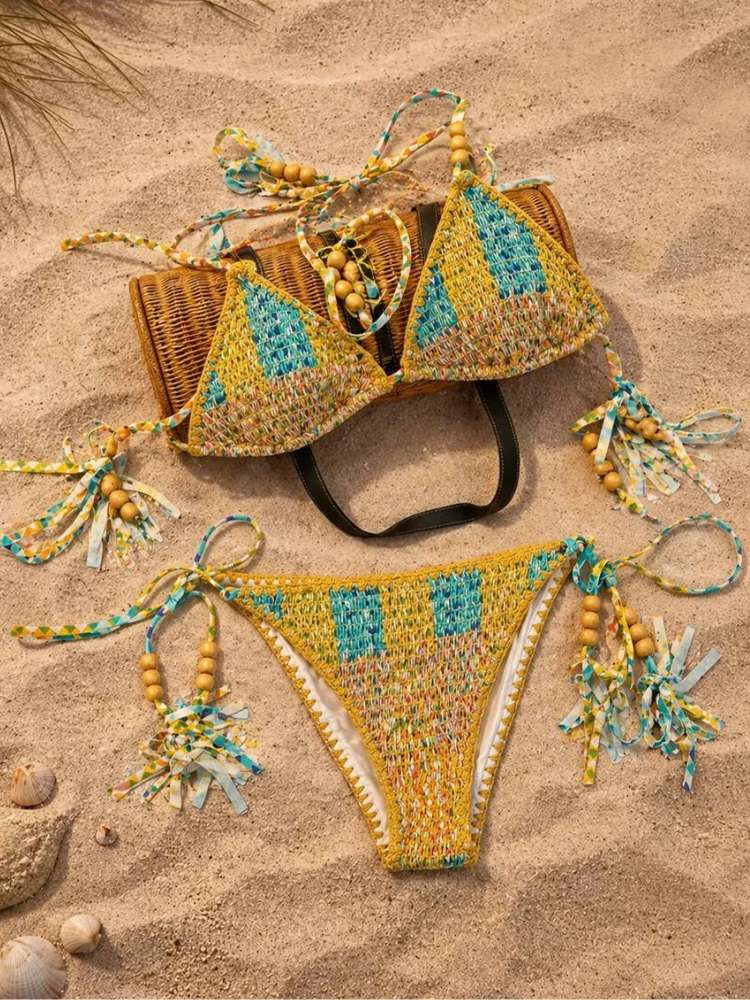 CHILLHANG Yellow Crochet Bikini Set - Image 7