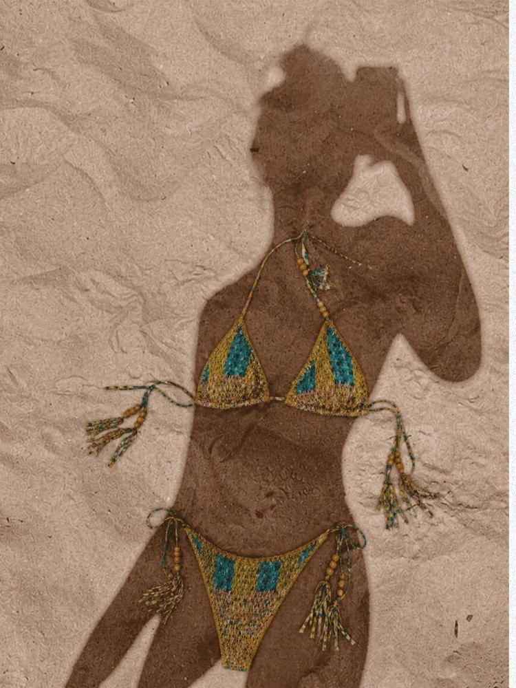 CHILLHANG Yellow Crochet Bikini Set - Image 8