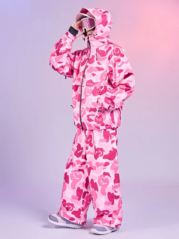 Doorek 3L Pink Camo Baggy Ski Pant - Unisex - Image 3