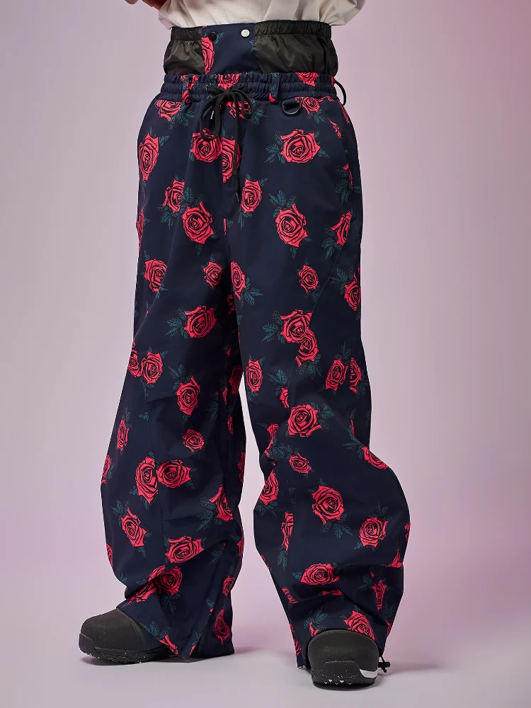 Doorek Rose Print Baggy Snow Pants - Unisex - Image 2