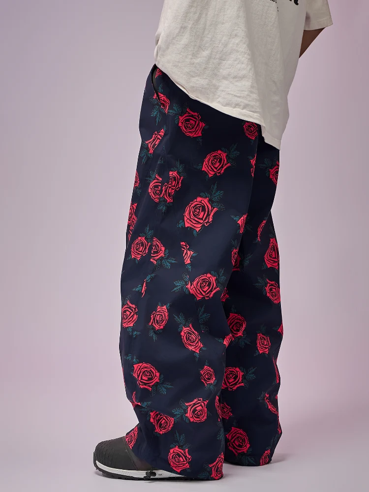 Doorek Rose Print Baggy Snow Pants - Unisex - Image 3