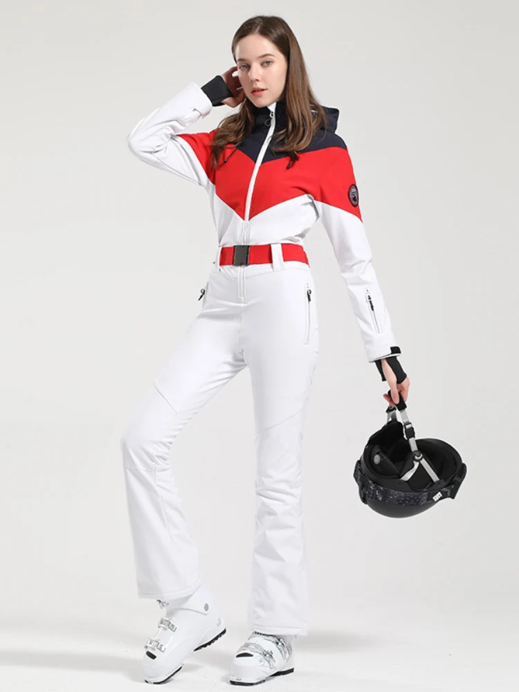 Gsou Snow Retro Belted Slim Ski Jumpsuit - Women's