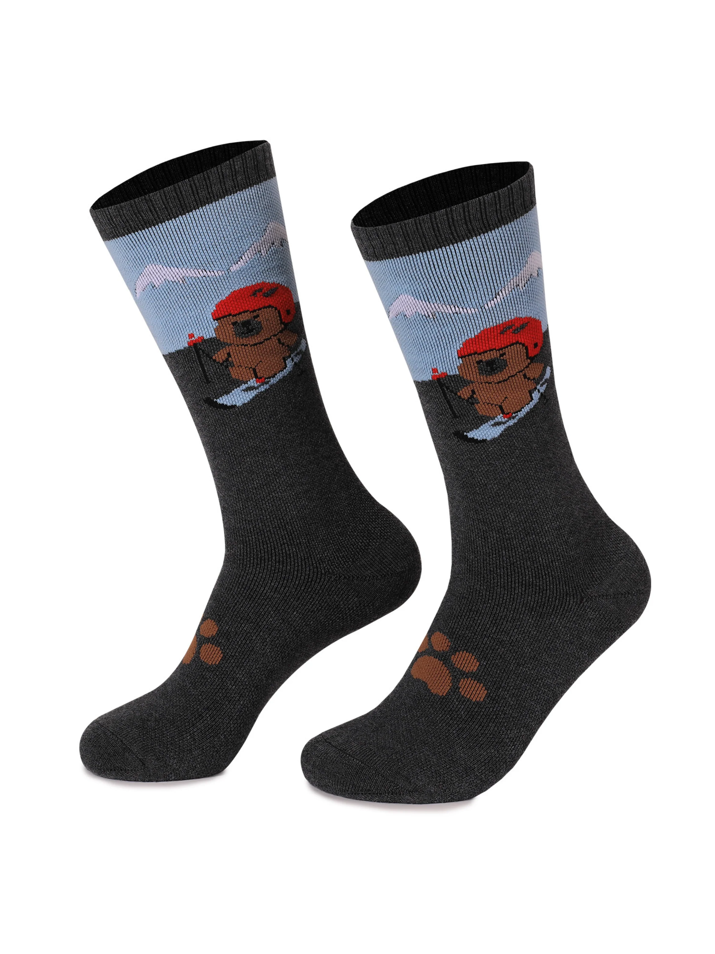 High Performance Kids Bear Pattern Ski Socks - Image 7