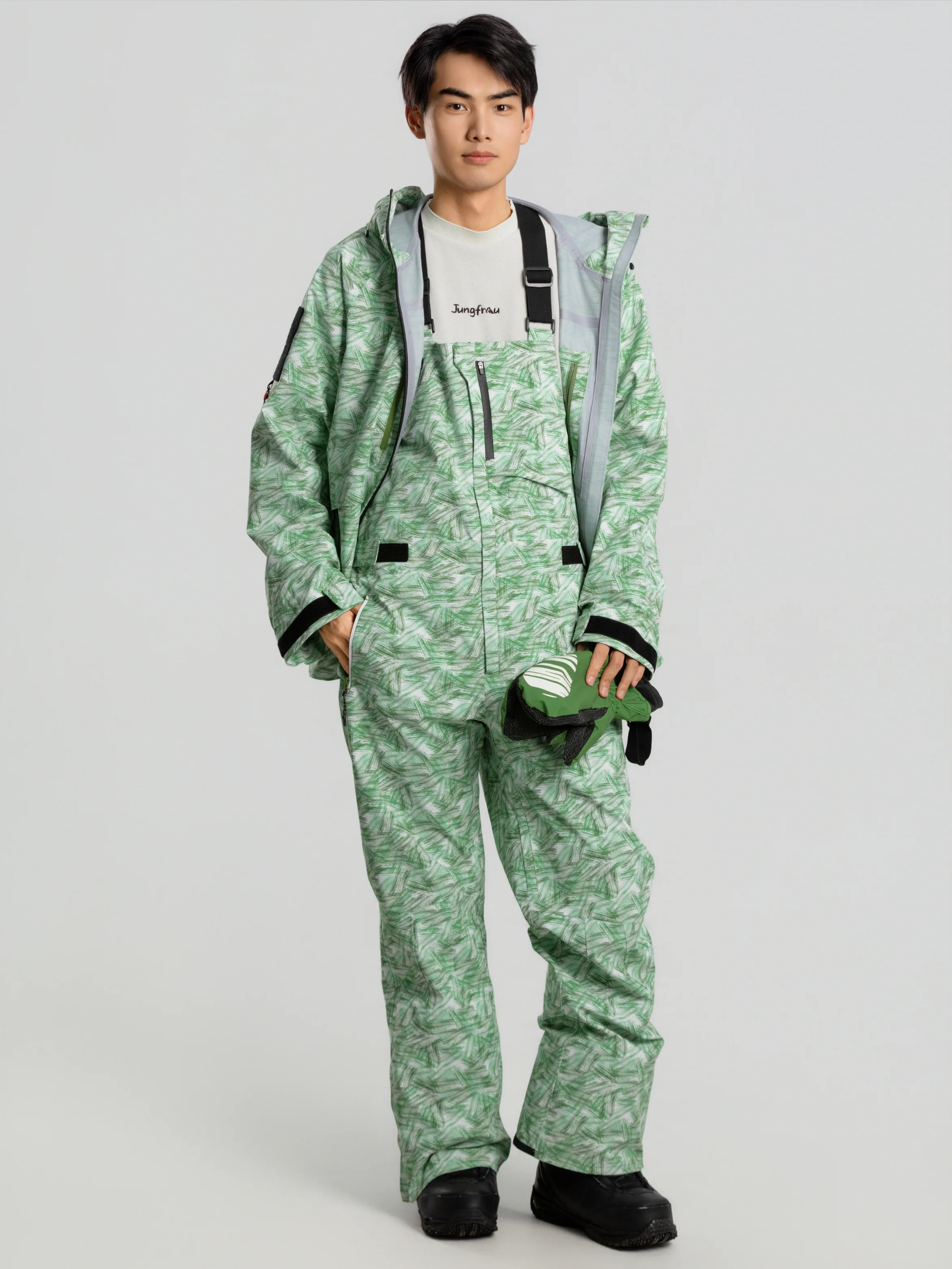 Jungfrau Aurora Green 3L Snow Bibs - Unisex - Image 6