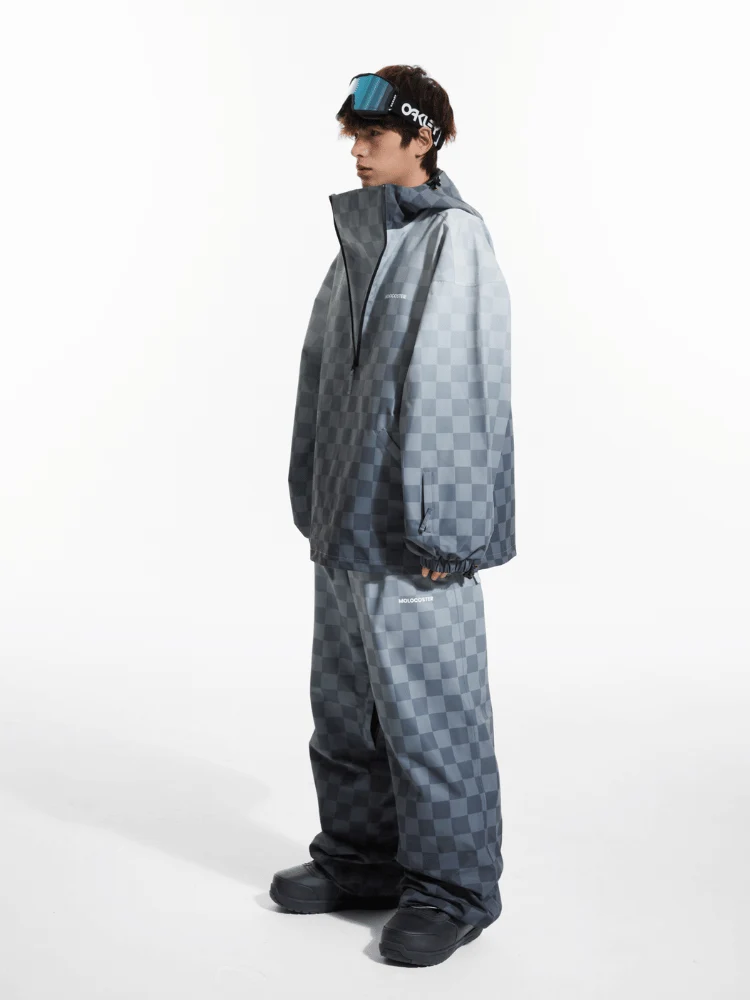 Molocoster 3L Gradient Chess Zipper Fleece Suit - Unisex - Image 3
