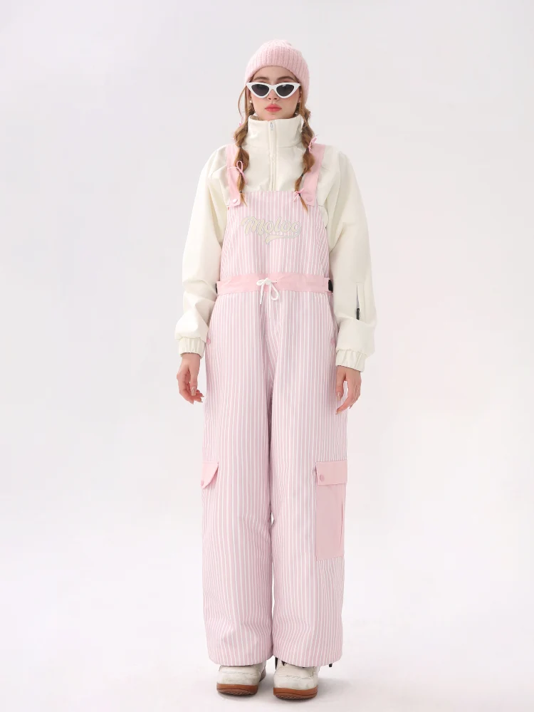 Molocoster 3L Striped Fleece Snow Bibs - Unisex - Image 10