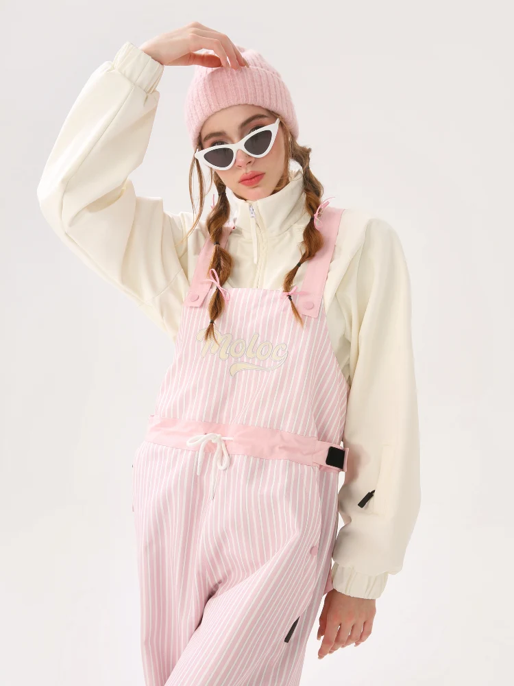Molocoster 3L Striped Fleece Snow Bibs - Unisex - Image 12