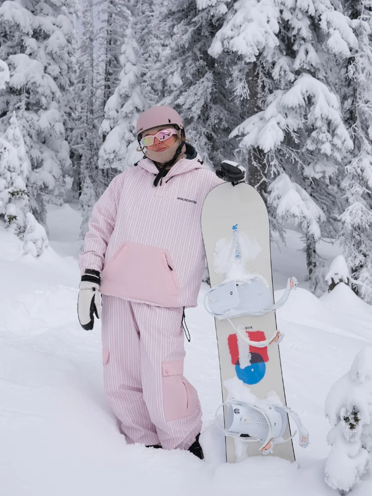 Molocoster 3L Striped Fleece Snow Bibs - Unisex - Image 5