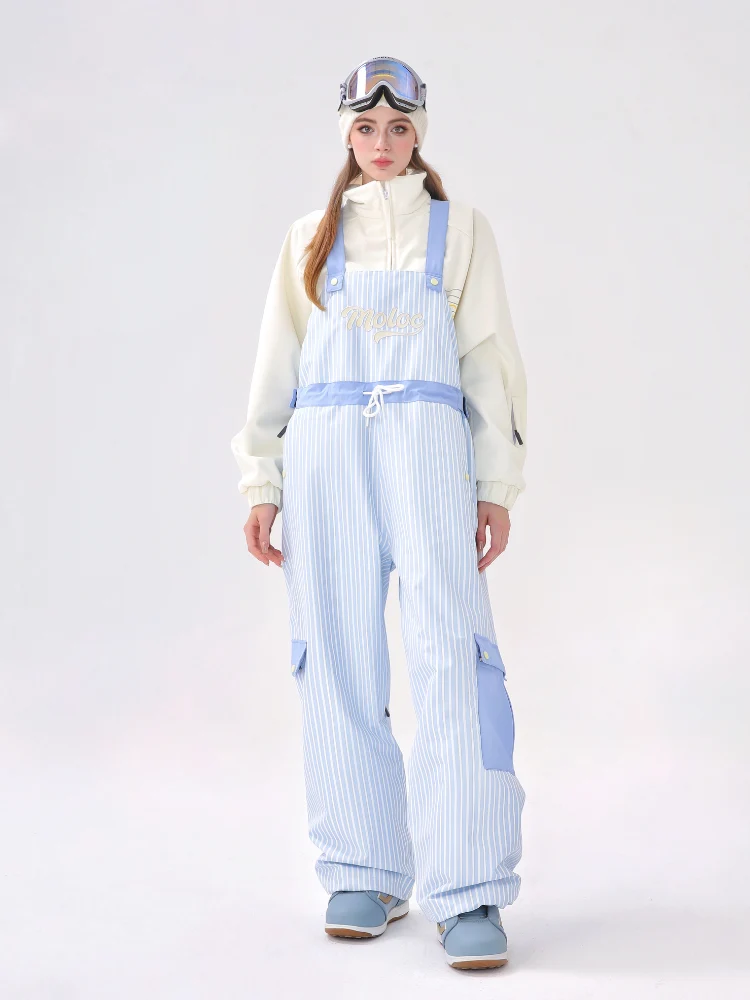 Molocoster 3L Striped Fleece Snow Bibs - Unisex - Image 6