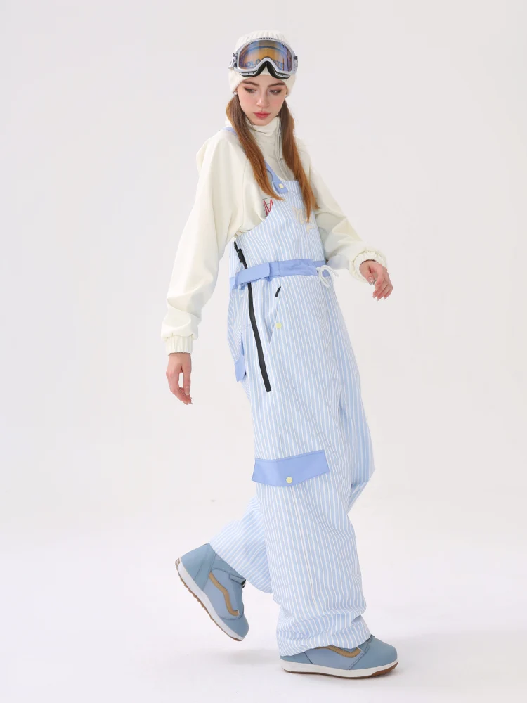 Molocoster 3L Striped Fleece Snow Bibs - Unisex - Image 8