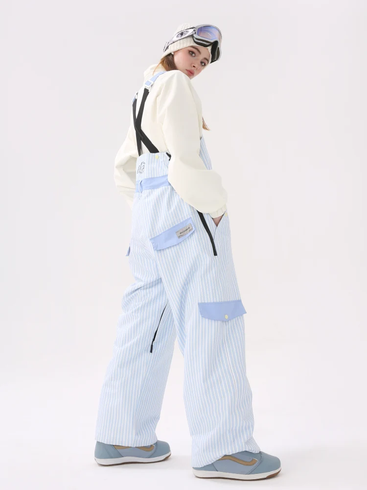 Molocoster 3L Striped Fleece Snow Bibs - Unisex - Image 9