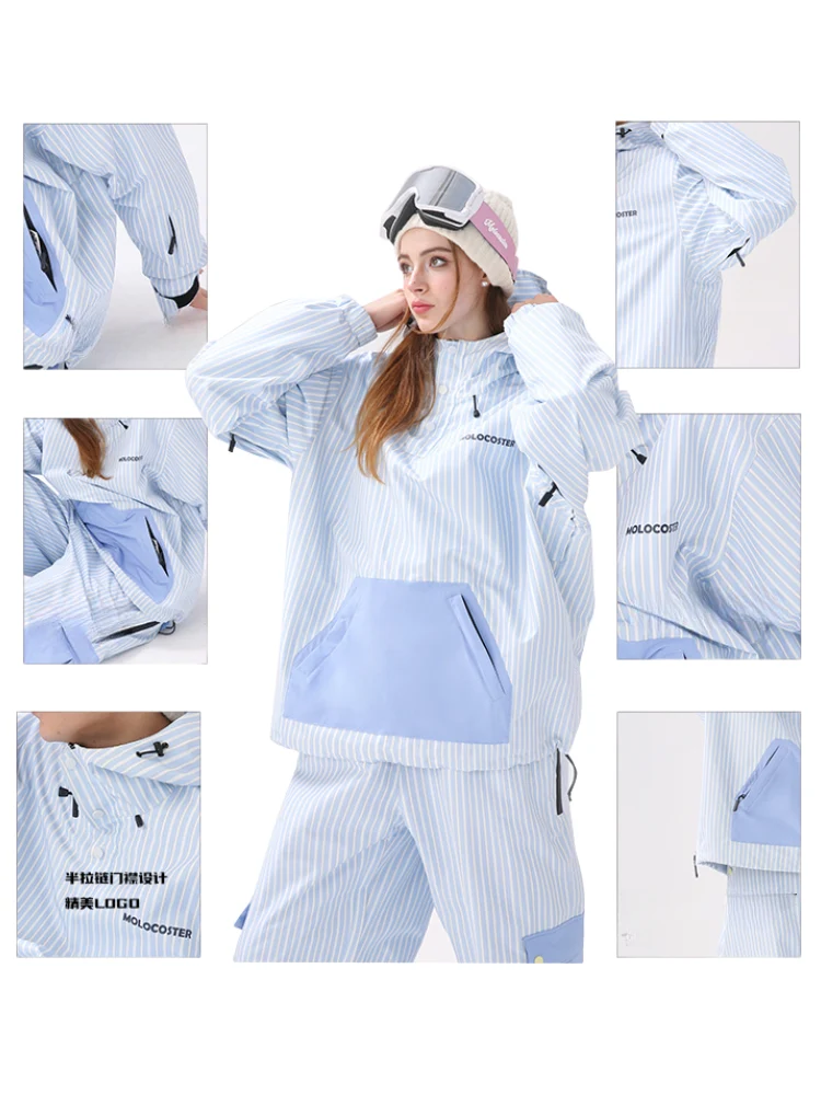 Molocoster 3L Striped Fleece Snow Pullover - Unisex - Image 19
