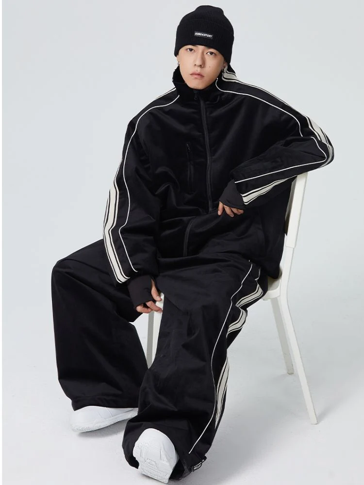 Searipe Side Stripe Velvet Baggy Shell Snow Suit - Men's - Image 13