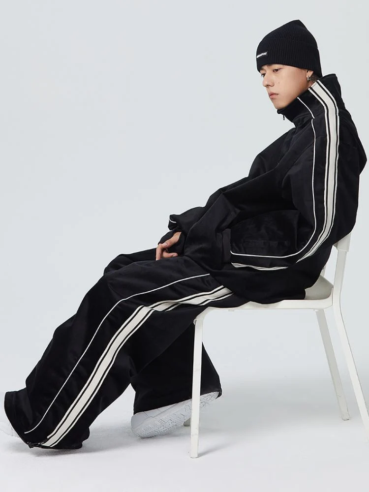 Searipe Side Stripe Velvet Baggy Shell Snow Suit - Men's - Image 14