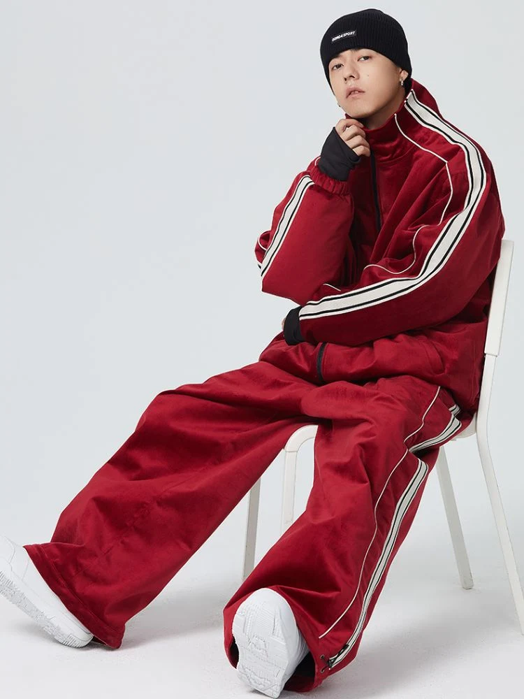 Searipe Side Stripe Velvet Baggy Shell Snow Suit - Men's - Image 18