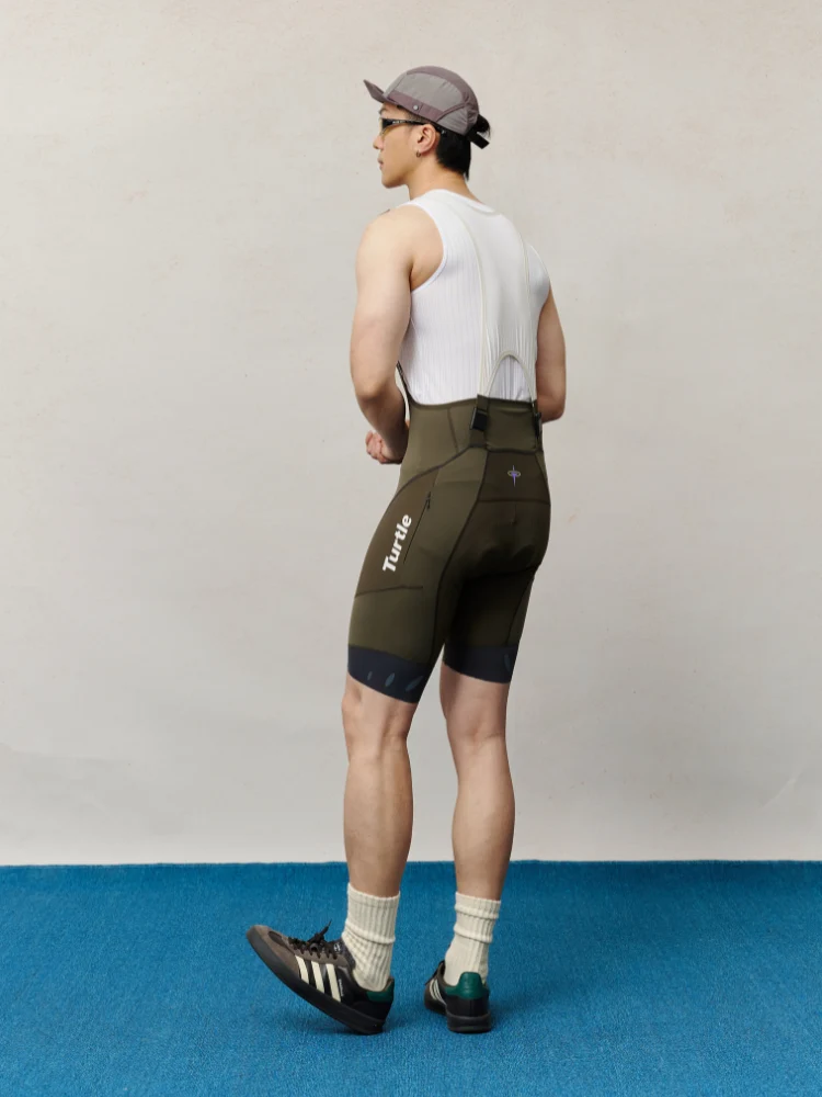 TurtleRabbit Army Green Cycling Bib Shorts - Men’s - Image 2