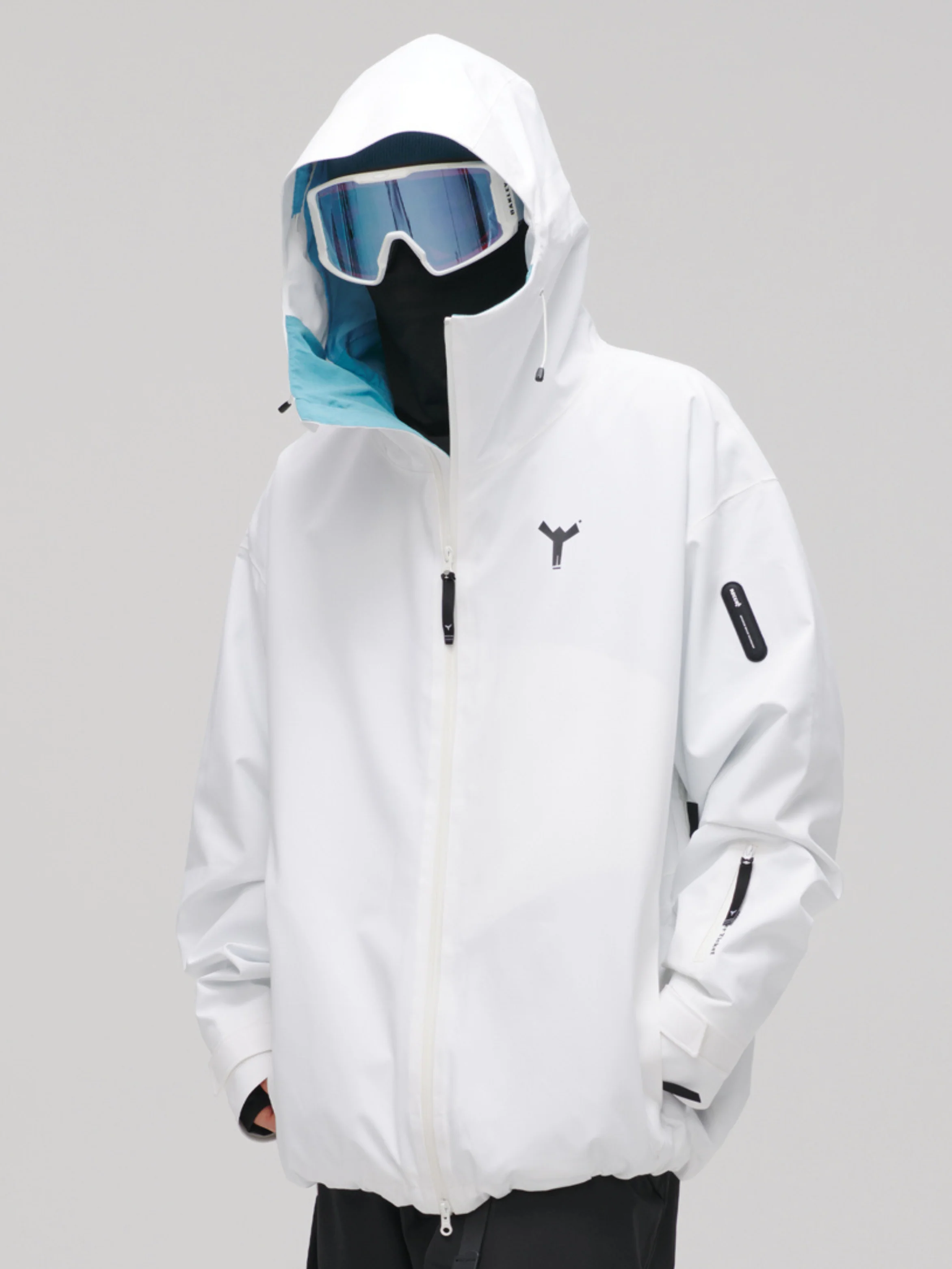Winter Ticket 3L White Merge Baggy Ski Jacket - Unisex - Image 4