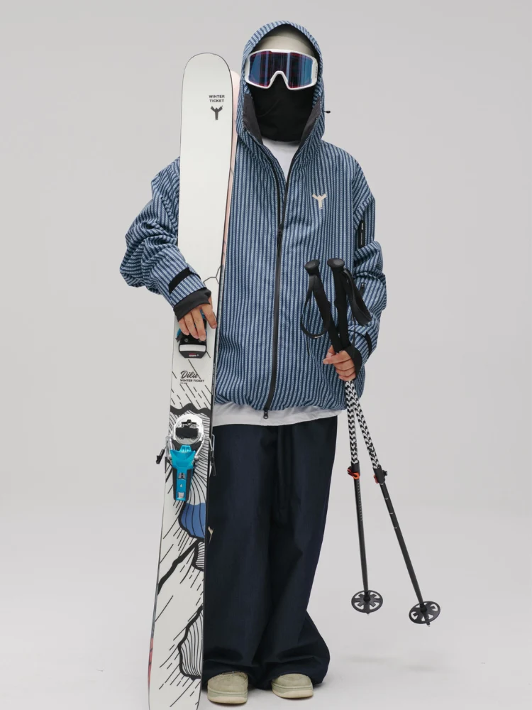 Winter Ticket Denim Baggy Ski Pants - Unisex - Image 4