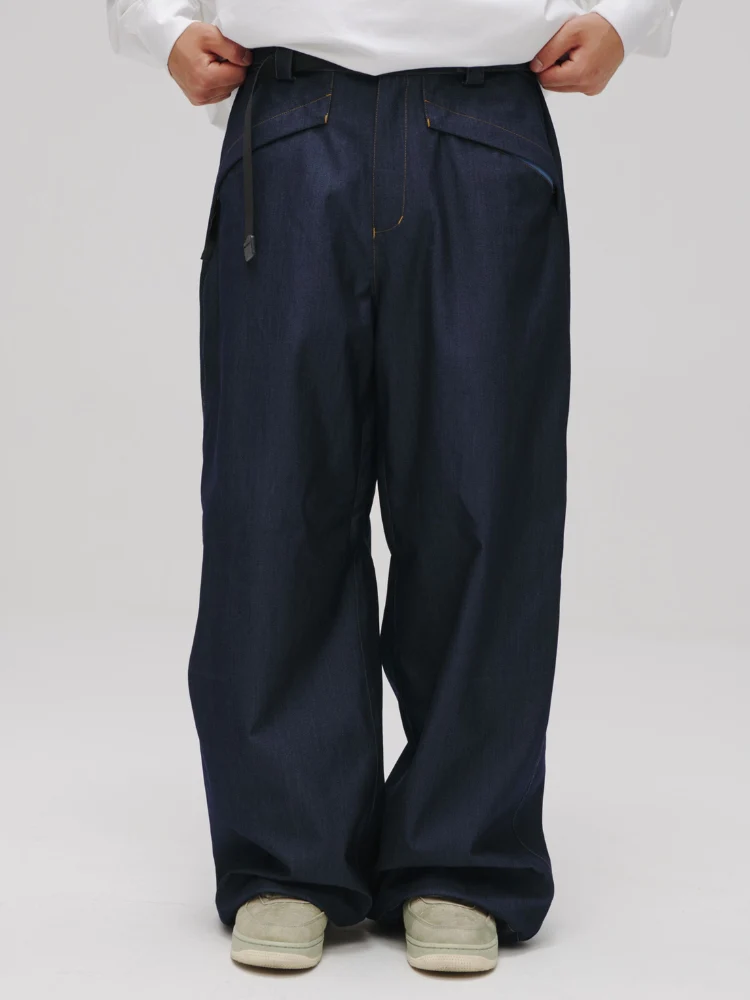 Winter Ticket Denim Baggy Ski Pants - Unisex - Image 5