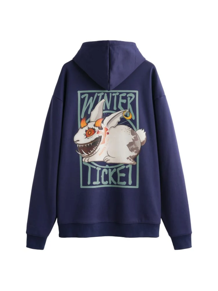 Winter Ticket Printed Fleece Ski Snowboard Hoodie - Unisex - Image 2